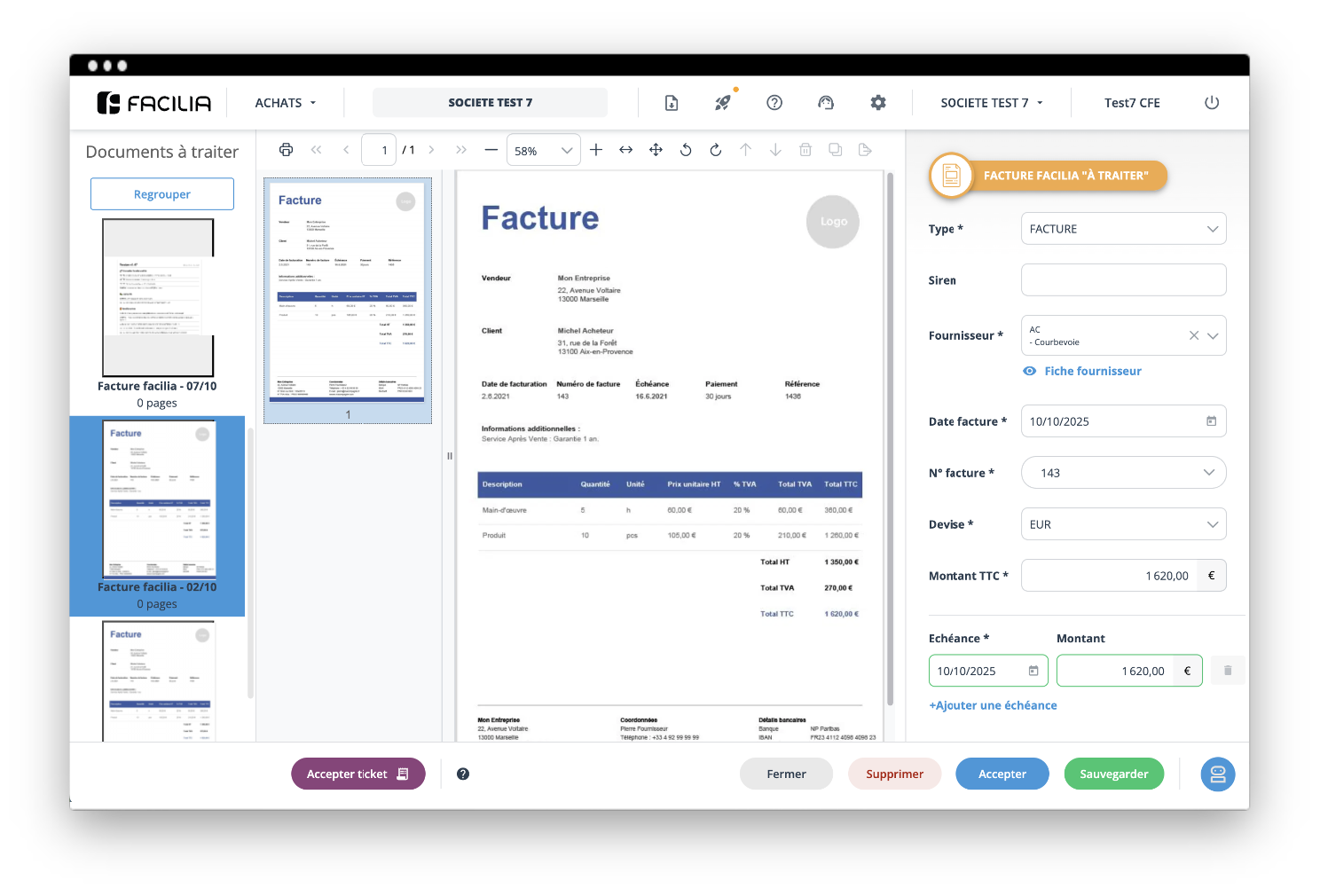 Contrôlez et validez les données de vos factures