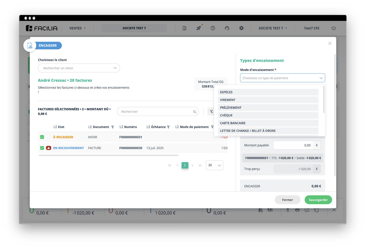 Saisir manuellement un encaissement