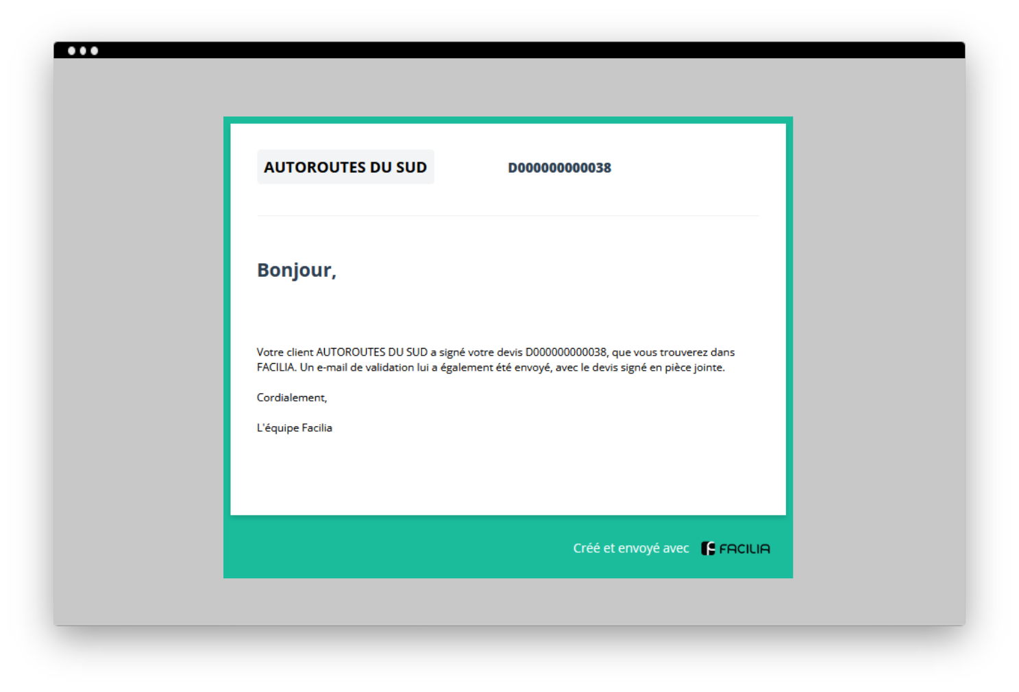Devis accepté par le client