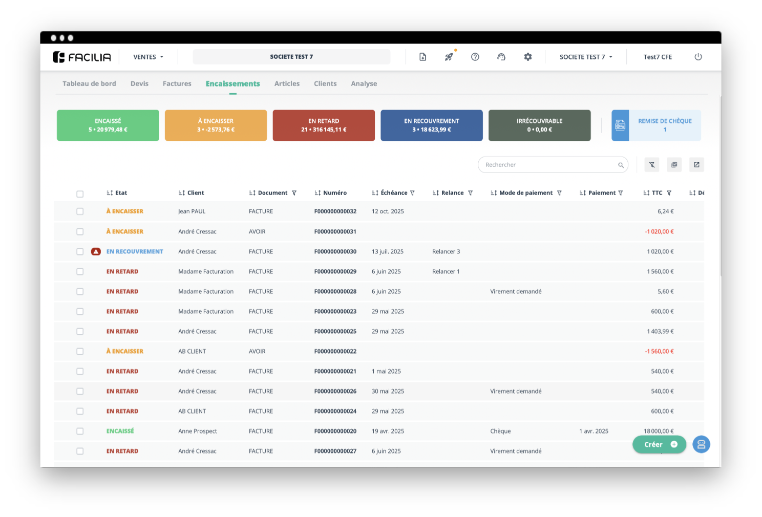 Suivez le statut de vos encaissements