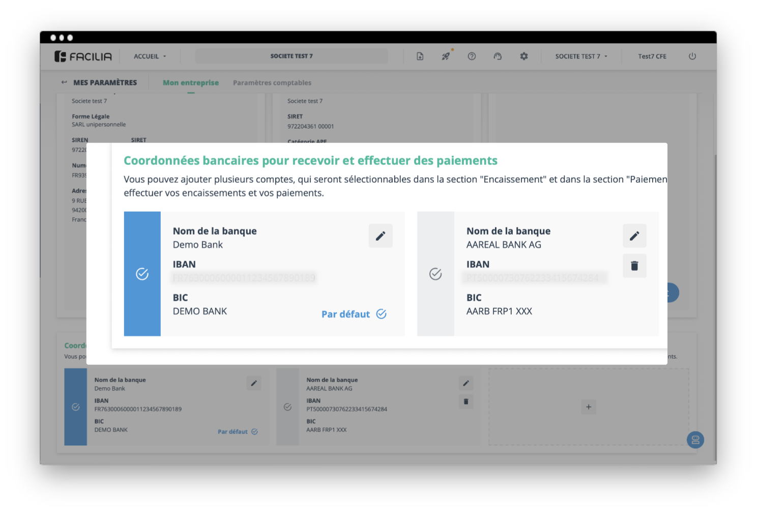 Coordonnées du compte bancaire