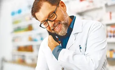 Pharmacien au téléphone