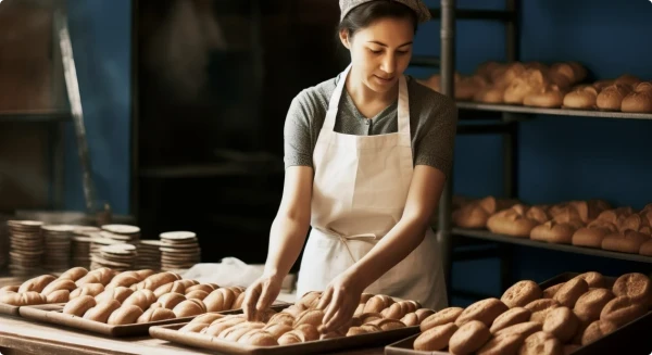 Boulangère préparant le pain