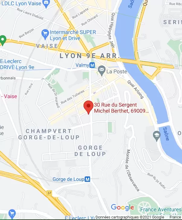 Screenshot de Google Maps centré sur l'adresse de Fiducial Informatique.