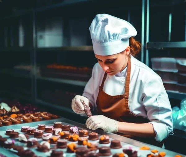 Boulangère préparant ses pâtisseries